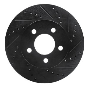 Jeep Liberty Brake Rotor (1) - Front Right - R1 Concepts - Drilled & Slotted - Black - `02-`07